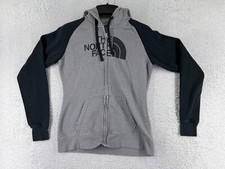 The North Face Sweater Womens Small Gray Black Full Zip Hoodie Pockets Cotton