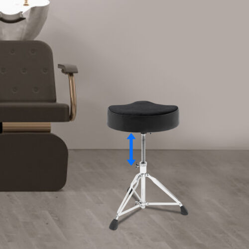 Drum Throne Thick Padded Seat Drummers Stool Guitar Chair w/ Height Adjust Black