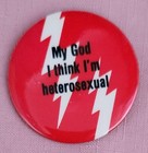 My God, I Think I'm A Heterosexual  Badge, Pin, Vintage, Humourous, 1970's