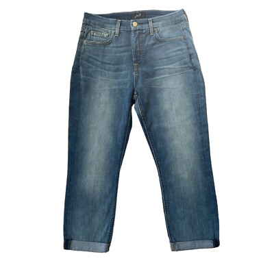 Jen size light wash blue petite slim boyfriend cuffed crop denim jeans  NWOT