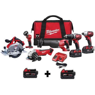 Milwaukee Cordless 6Tool Combo Tool Kit 18V Li-Ion Keyless Chuck+Charger+ToolBag