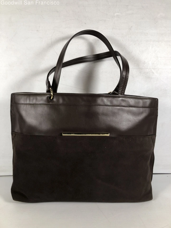 HALSTON Heritage XL CUERO/GAMUZA ASAS Y CORREAS TOTE Foto 3 de 4