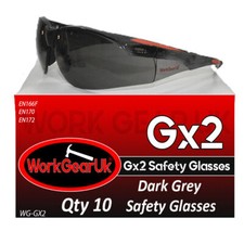 WorkGearUk Safety Glasses / Safety Specs, Dark Grey Lens, EN166 - WG-GX02