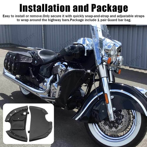 Black Lower Leg Warmer Wind Deflector Bags For Indian Chief Chieftain Roadmaster - Picture 5 of 17