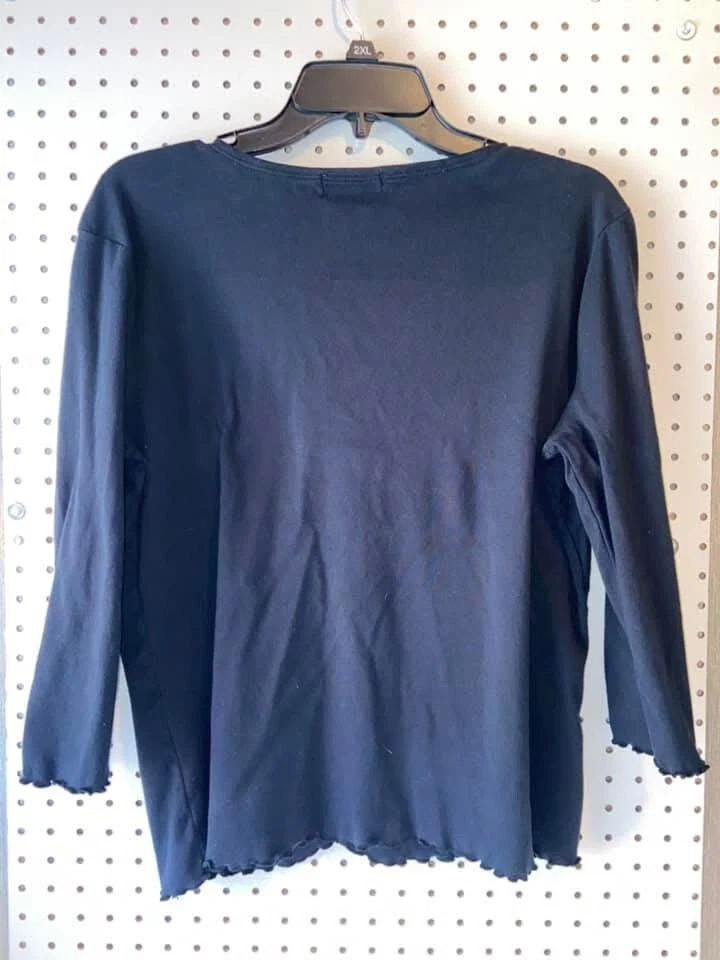 Fresh Produce Womens Xl Black Cardigan Single Button 100% Cotton Made In The USA - Image 2 of 4