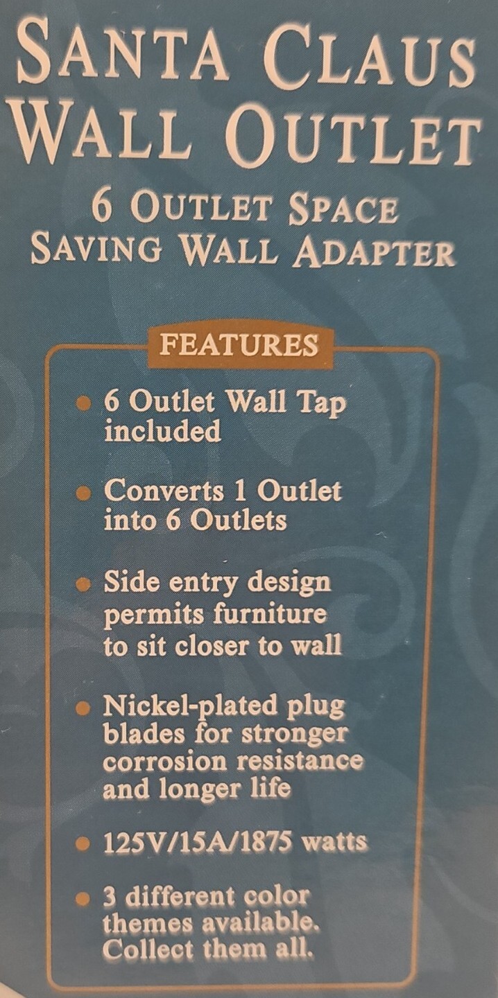 SANTA CLAUS WALL 6 OUTLET SPACE SAVING WALL ADAPTER- NEW IN BOX