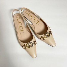 GUCCI Malaga Kid Nappa Zumi Slingback Flats Skin Rose 36.5