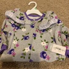 NWT Floral Fleece Footed Pajamas. Size 18 months