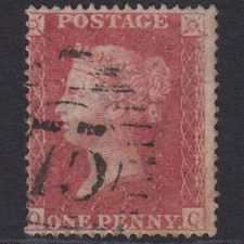 C34_23 GB QV 1857 1d ROSE-RED PLATE 49 SG36-C11 OC GU LONDON D&S 75