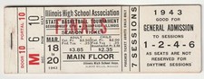 1943 TICKET STUBS ILLINOIS HIGH SCHOOL STATE BASKETBALL TOURNAMENT - CHAMPAIGN