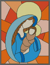 Madonna and Child Stained Glass Counted Cross Stitch Chart No.22-110