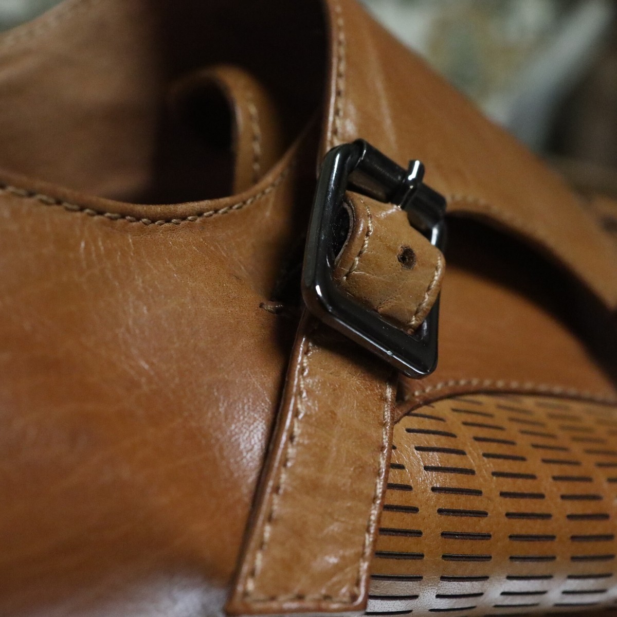 Steven Land’s Men\'s Brown Leather and Dark Brown Suede Monk Strap Dress Shoes:11 HARAN Tan Leather Men main image 4