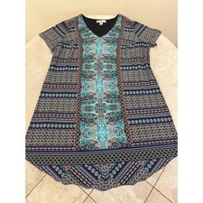 Wisp Woman Dress Womens Plus Size 20W V-Neck Shift Knee Boho Geometric