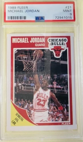🔥🐐1989-90 Fleer - Michael Jordan #21 PSA 9 Chicago Bulls NBA Goat 🐐🔥