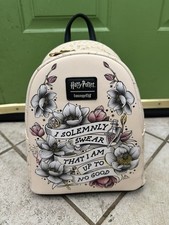 Mochila Loungefly Harry Potter Mapa del Merodeador Floral Beige Juro Solemnemente NUEVA
