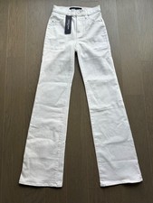 Veronica Beard CROSBIE Patch Pocket White Jeans Slim Wide Leg With Tags Size 25