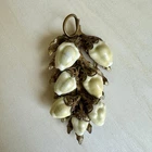 VTG Miriam Haskell Unsigned Brooch Pin Pendant 3 Inch C Clasp Hand Wired Gold