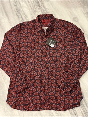 NWT Lansky Bros Paisley Park Button Up Shirt sz 3XL Purple Orange Paisley