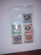 1965 Polish Olympics Stamps Set Of 5 Boxing, Fencing Rowing Javelin Long Jump