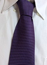 Vtg Perry Ellis Portfolio Men's Neck Tie Purple Honeycomb 100 Silk Hand Made