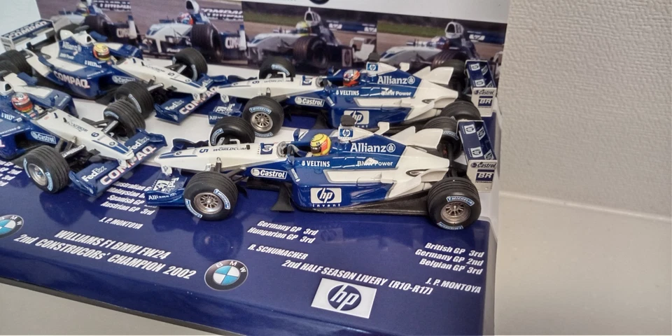 SPECIALE SET 4 AUTO 1:43 MINICHAMPS WILLIAMS BMW FW24 2002 SCHUMACHER MONTOYA - Immagine 4 di 4