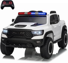 12V Ride on Car for Kids,Licensed RAM RC Toddler Truck,Electric Police Car Toys