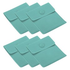6 Pcs 10x8.5cm Jewelry Pouches with Snap Button Soft Storage Light Green