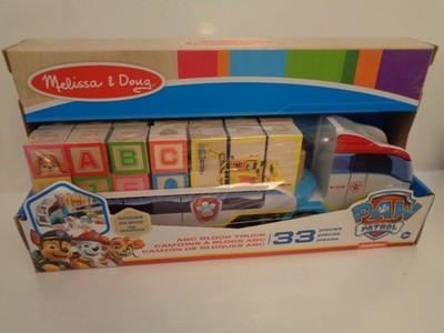 Melissa & Doug Paw Patrol ABC Spielzeug LKW Alphabet & Zahl Holzbausteine NEU