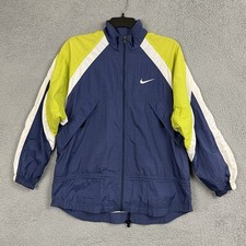 Vintage Nike Windbreaker Blue Lime Green White Color Block Navy Womens Large 90s