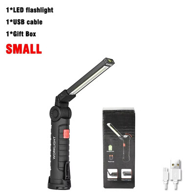 Wiederaufladbare LED Magnetische Arbeitsleuchte Kabellos COB Inspektionslampe Taschenlampe USB 1 STCK.