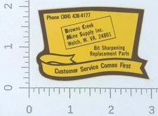 Vintage Browns Creek Mine Supply Welch West Virgina Coal Mining Sticker Decal