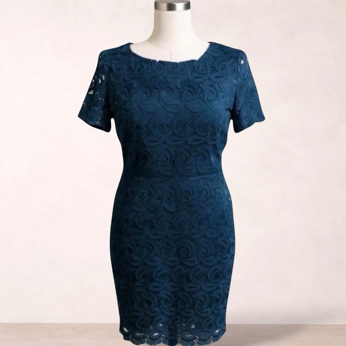 sachin and babi light blue dress Women's Elegant Sequined Lace V-neck 3/4 Sleeve Lace Contrast Chiffon Party  Midi Dress main image 1