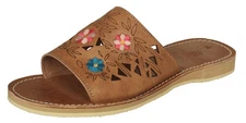 Womens Mexican Huaraches Flowers Sandal Embroidered Light Brown Flower #449