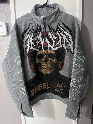 NEW REBEL MINDS R.STONE SKULL TAPESTRY LT.JACKET. Size: L