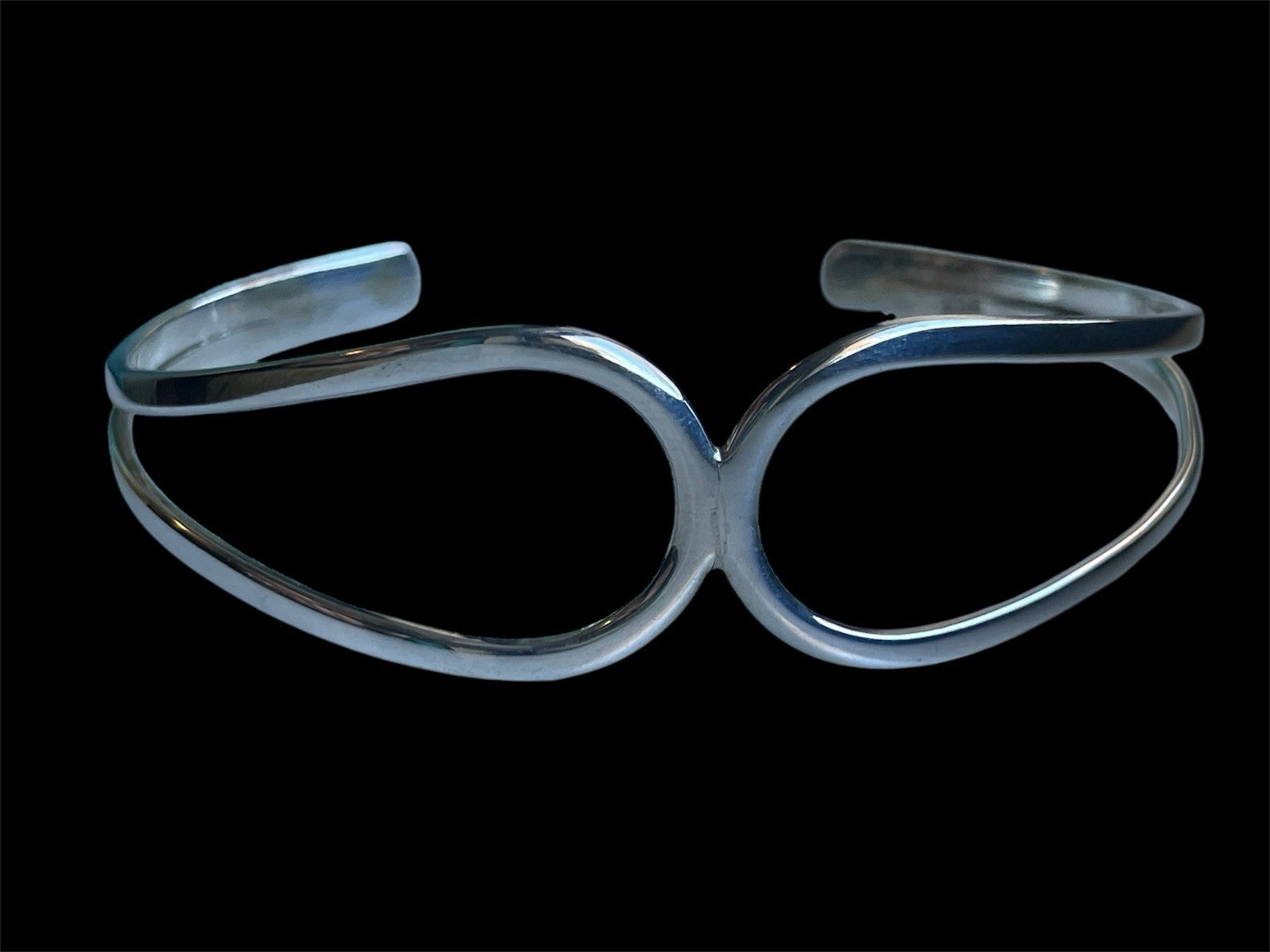 Vintage Solid Sterling Silver Geometric Double Te… - image 7