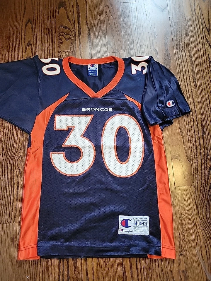 Camiseta de fútbol americano mediana del campeón Terrell Davis Denver Broncos NFL para niños 10/12 Foto 2 de 4