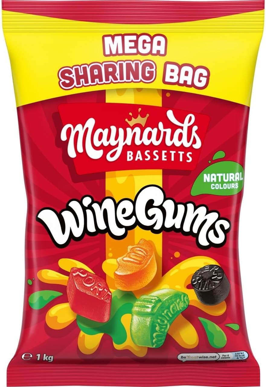 Maynards Bassetts Wine Gums, Mega Sharing Bag, Perfect Sweet Treat, Perfect for