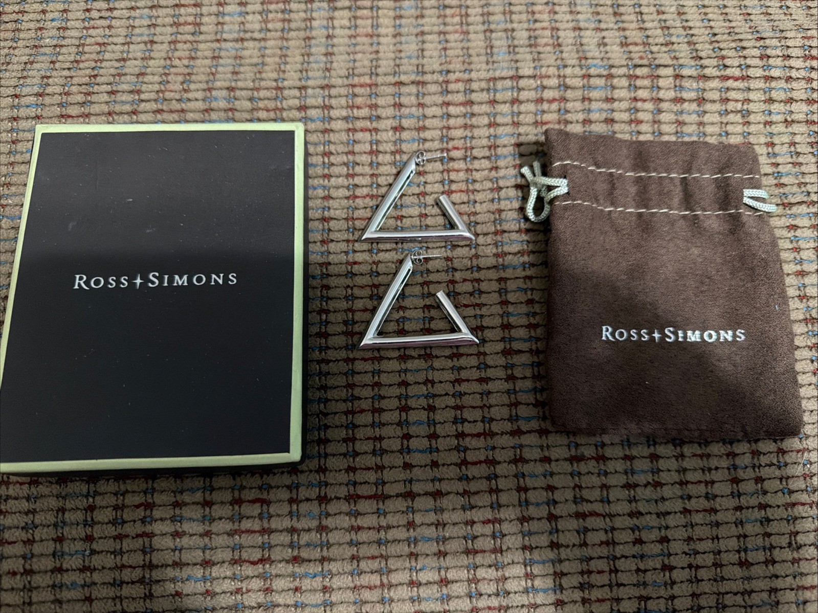 ROSS SIMONS Sterling Silver Triangle Earrings - image 1