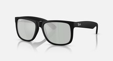 Ray-Ban Justin Rubber Black/Green Mirror Silver Polarized 54 mm Sunglasses