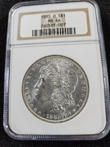 🌟 1885-O Morgan Silver Dollar UNC $1 New Orleans Coin NGC MS64