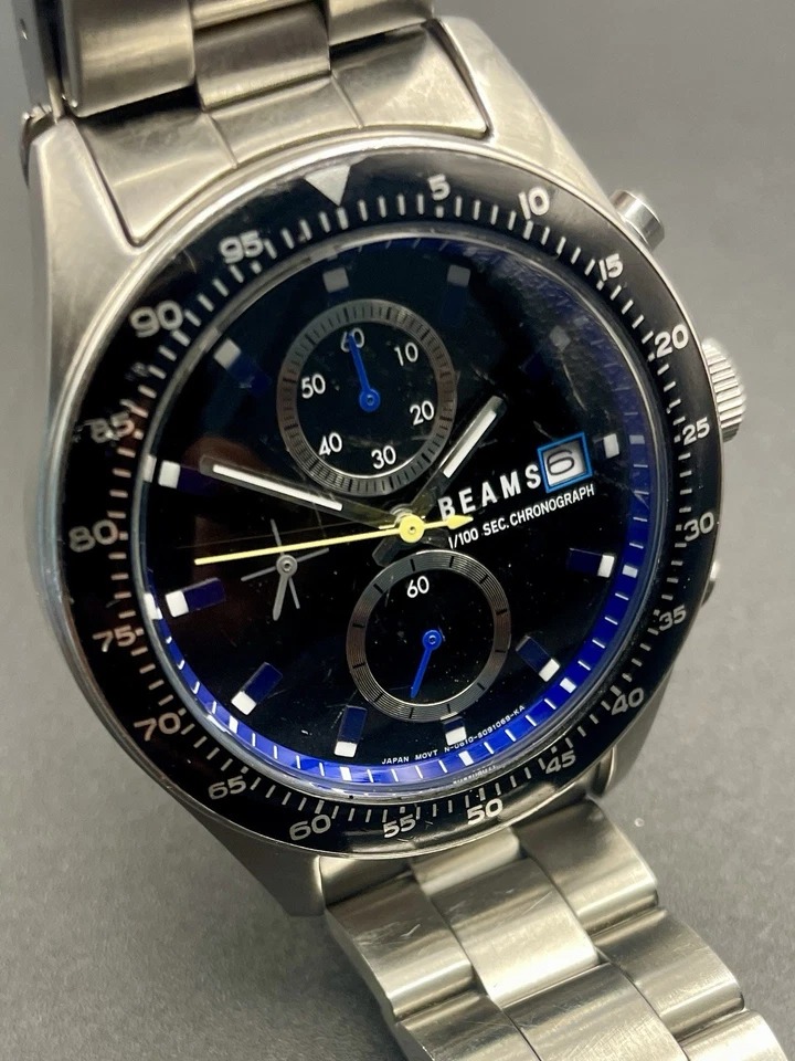 BEAMS  CITIZEN Chronograph Watch 1/100sec Blue dial Dress Watch - image 2 of 4