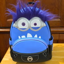 Loungefly Despicable Me Minion Mini Backpack Faux Leather Blue Zip Straps