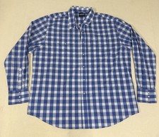 Wrangler Western Pearl Snap Shirt Mens XXL Blue Plaid Long Sleeve Cowboy 142