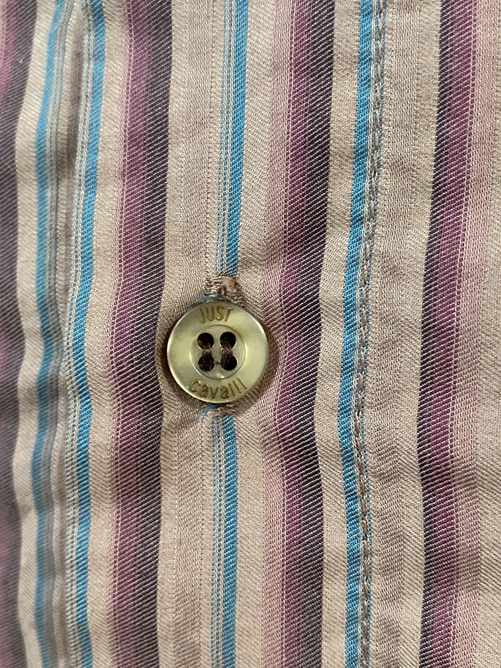 Рубашка мужская Just Cavalli в полоску на пуговицах бисероплетение размер: M - Изображение 4 из 4