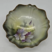 Antique RS Prussia Hand painted Bowl Small 5” Purple Yellow Floral