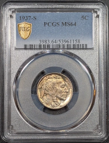 1937-S Buffalo Nickel 5C PCGS MS64 - Ships Free!