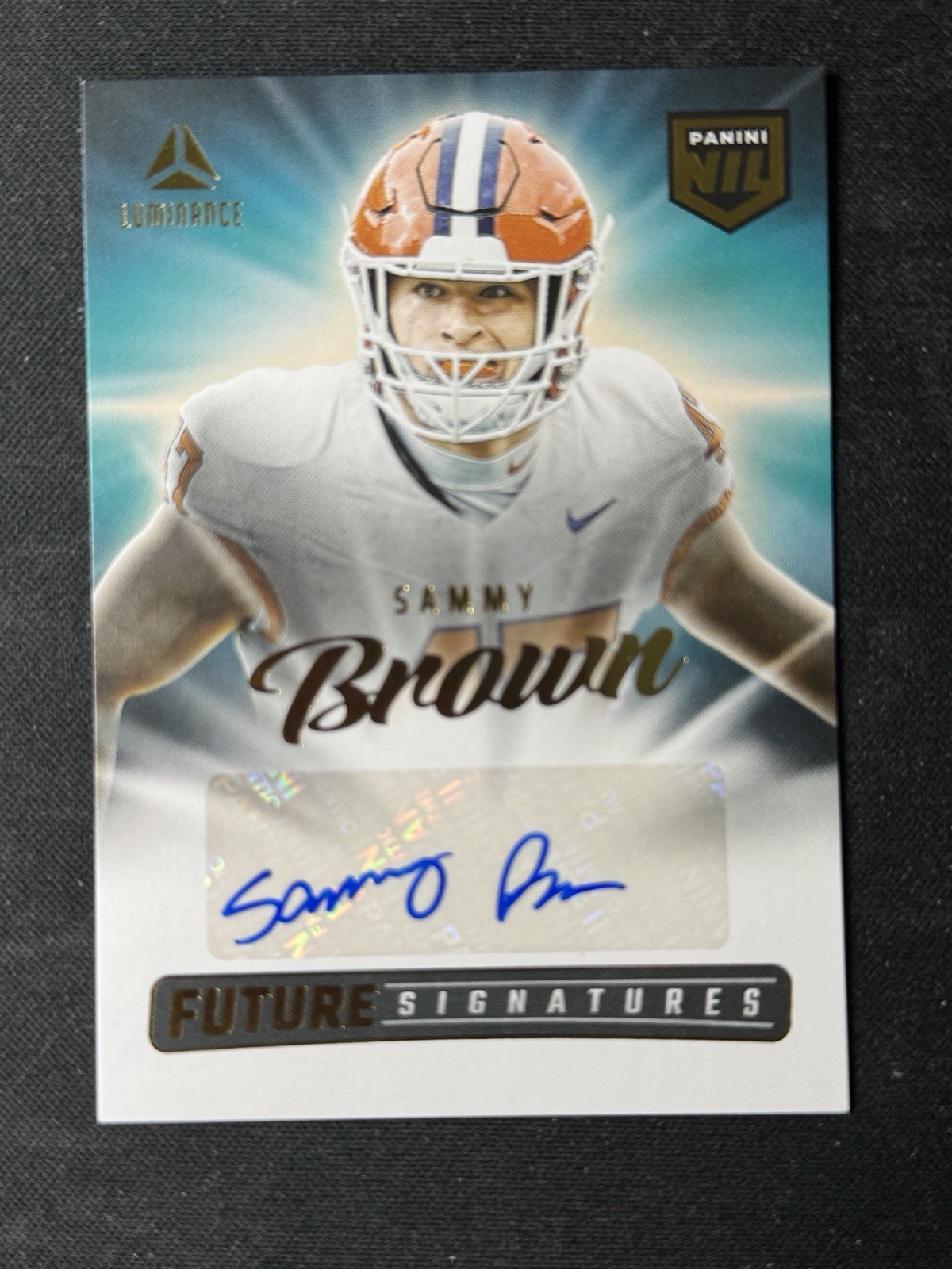 2025 Panini Luminance Sammy Brown NIL Future Signatures Gold Foil Auto Clemson