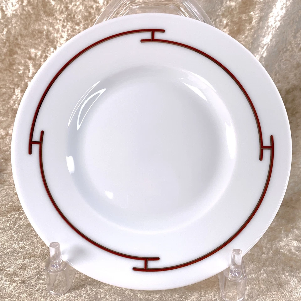 Juego de 2 vajilla de porcelana Hermes Bread Plate Rhythm Rythme rojo y verde 17 cm Foto 3 de 4