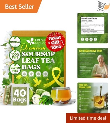 Soursop Tea Bags Natural Herbal Relaxation Caffeine Free Gluten Free 40