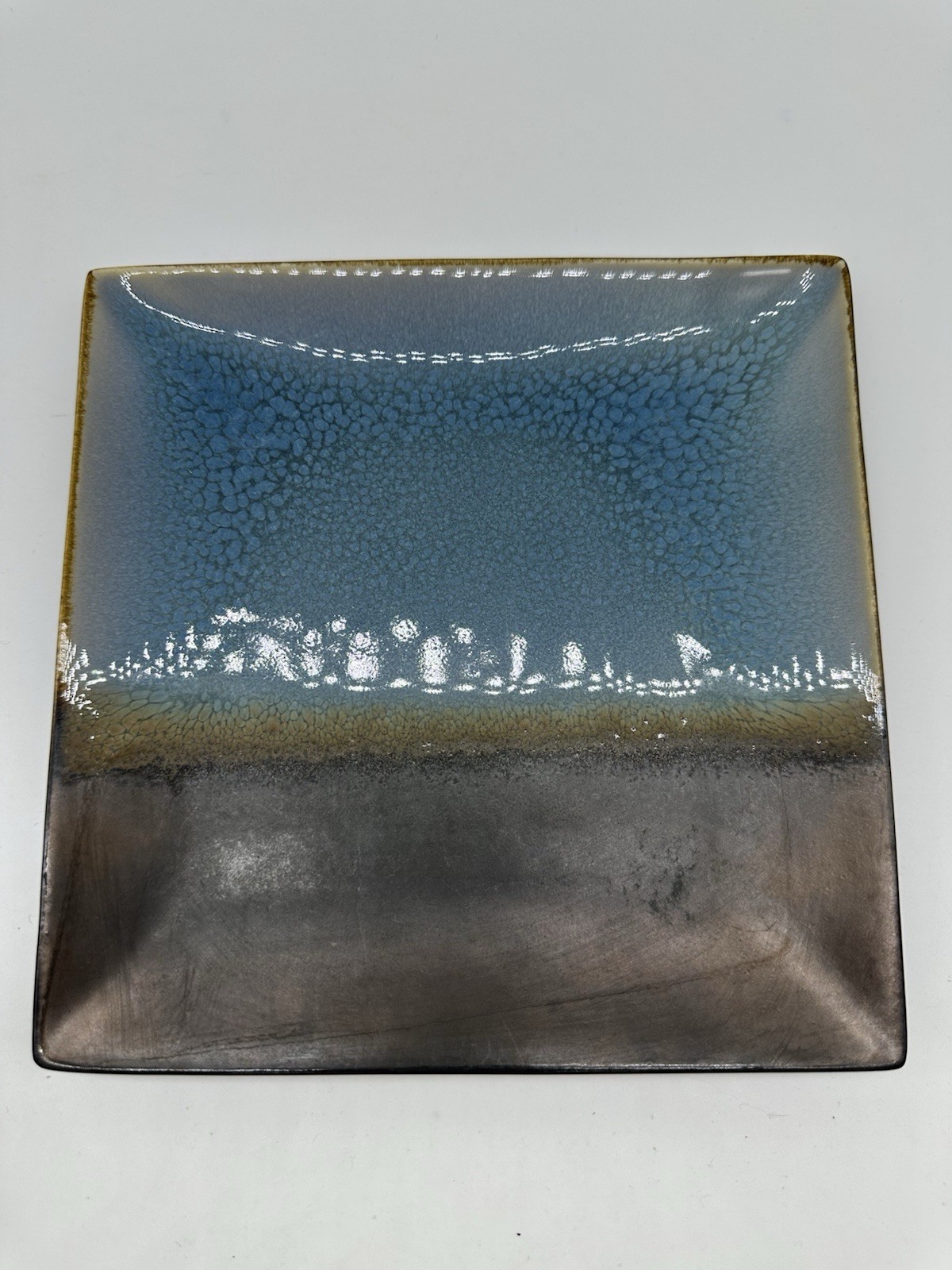 Gibson Elite Kaidence Blue Square Stoneware Salad Plates 7 5/8" Lot Of 4